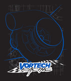"Vortech Racing" Design 3-Color On Black/White T-Shirt